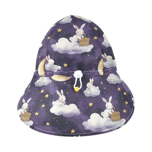 Purple Clouds Rabbits Moon Infant Toddler & Kids Beach Hat Baby Boys Beach Caps Toddler Girl Sun Protection Wide Brim Traveling Camping3
