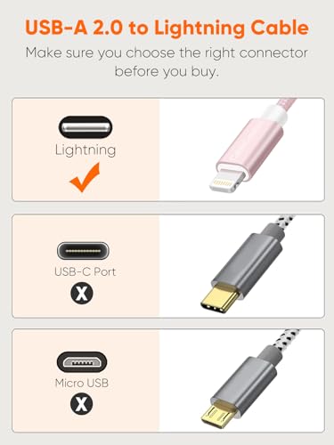 Image of CableCreation 0.5 Feet Short Lightning to USB Data Sync Cable [MFi Certified] Compatible iPhone X, 8, 8 Plus, 7, 7 Plus, 6S, 6S Plus, iPad, 15CM, Rose Gold