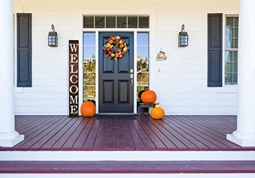 Welcome Sign for Front Door, 6ft Tall Front Porch Decor, Welcome Signs for Front Porch, Rustic Farmhouse Wood Porch Decorations Outdoor (Walnut)