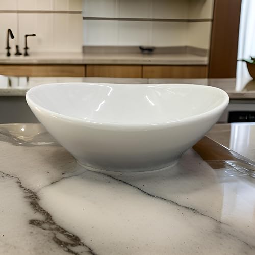 Image of SEA SHORE Wash Basin for Bathroom - Tabletop Ceramic Glossy Countertop Vessel Sink | Modern Designer Basin for Bathroom, Dining Hall & Vanity | 17 x 10 x 6.5 Inch (Voyogar White)