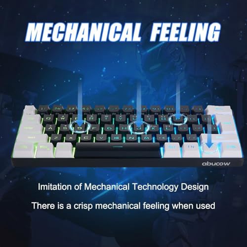 Image of abucow Gaming Keyboard Minimalist Portable Wired Ultra-Compact Mini Imitation 61 Keys RGB Backlit Keyboard