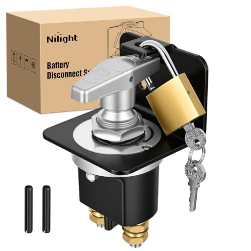 Nilight Battery Disconnect Switch 500A 12V-36V with Locking Plate and Lock