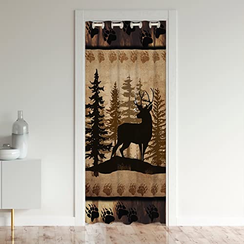 Loussiesd Cute Deer Door Curtain,132x203cm,Brown,Animal Pattern,Blackout,Kitchen,Bedroom,Living Room,Lined,Grommet Top,52" W X80 L
