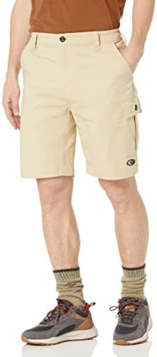 Mossy Oak Men's Standard Cargo, Stretch Hiking Shorts, Pale Khaki, Large