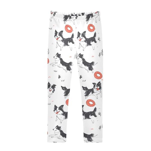 ALAZA Girls' Leggings Children's Yoga Pants Skinny Printed Dance Dog Border Collie Comfortable 4T
