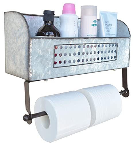 Shabbydecor Farmhouse Paper Towel Holder With Shelf Rustic Toilet Paper Holder Galvanized Metal Bathroom Accessories #TOP1