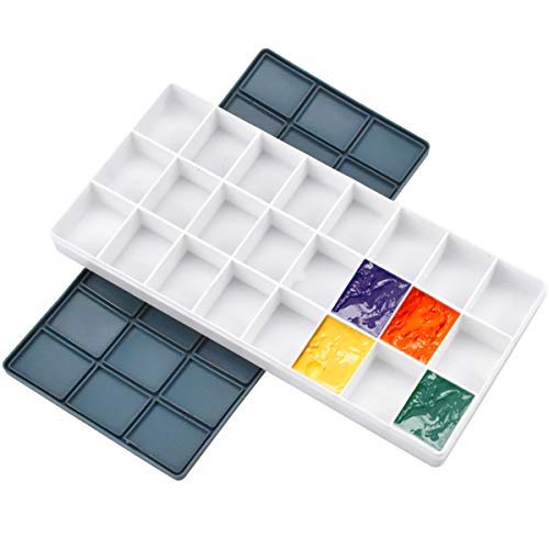 Caja de Paleta de Pintura Estuche de Pinturas Vacío Bandeja de Pintura de Viaje con Tapa Blanda 24 Cuadrículas Recargable para Artistas y Estudiantes Pintura Acrílica, óleo o Acuarela