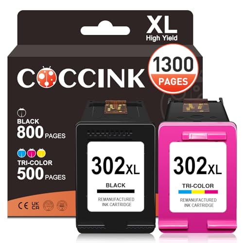 Cartouche HP 302 XL haute capacité COCCINK pack noir et couleur longue durée