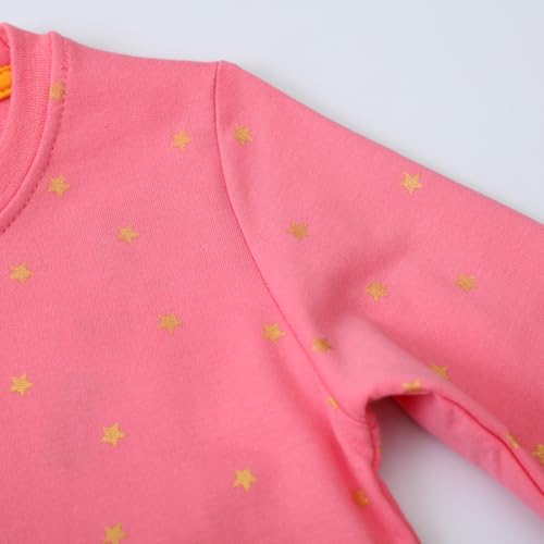 Image of Girls Cotton Long Sleeve Casual Cartoon Appliques Striped Jersey Dresses