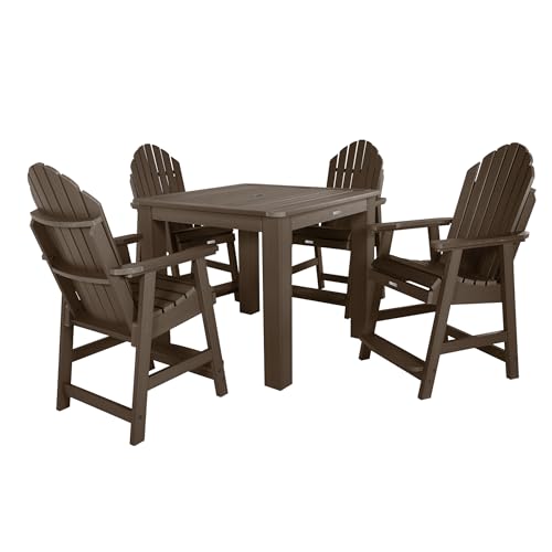 Image of Highwood 5 Piece Hamilton Square Counter Height Dining Set, Weathered Acorn