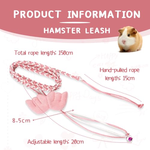 DEFGNOP Meerschweinchen Leine, Kaninchen ZubehöR, Haustier Ratte Maus Hamster Harness Verstellbar Outdoor Leine FüR Walking Training (Rosa)
