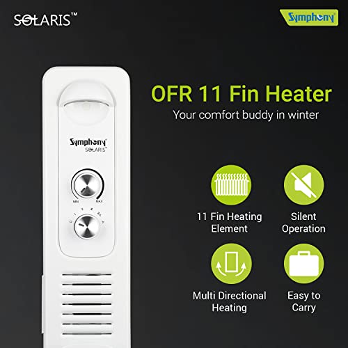 Image of Symphony Solaris OFR 11 fin 2900W Room Heater for Home with Oil-filled radiator, 11 fins, and Multidirectional Heating (Off White)