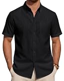 J.VER Hemd Herren Kurzarm Regular Fit Kurzarm Leinenhemd Sommer Freizeithemd...