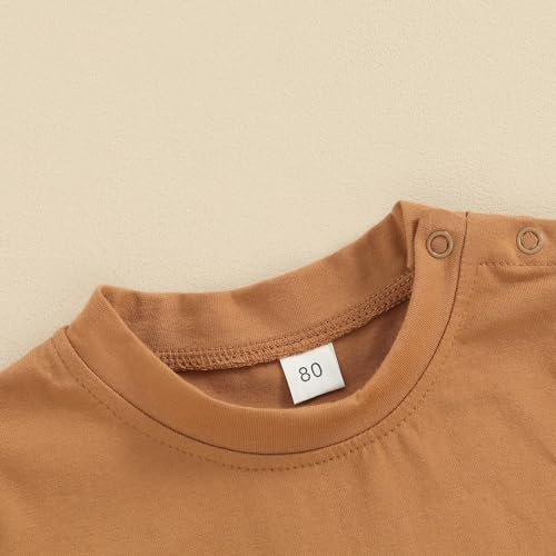 Image of Toddler Baby Boy Girl Short Sleeve Crew Neck T Shirt Pullover Sweatshirt Summer Basic Tee Solid Casual Clothes