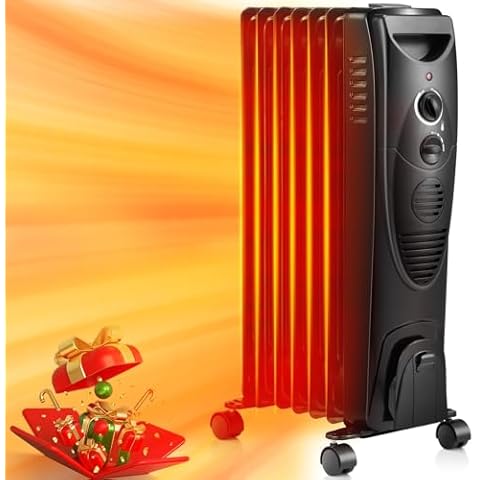 ZAFRO 1500W Oil Filled Radiator Heater, Electric Oil-Filled Radiant Heaters for Indoor Use, Space Heater with Tip-Over & Overheat Protection for Home(Black) Cover