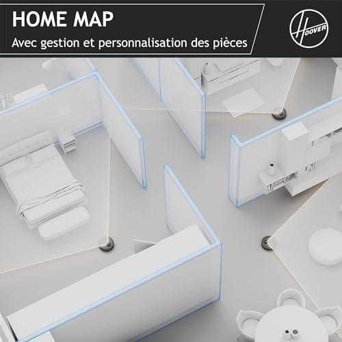 Hoover HG510D Aspirateur Robot, Navigation Laser,Grande Autonomie 90min,réservoir 0.50L,4 Vitesses,Ultra Silencieux 68 dBA,Filtre HEPA10, Station de Recharge, Application HG5 & Personnalisation