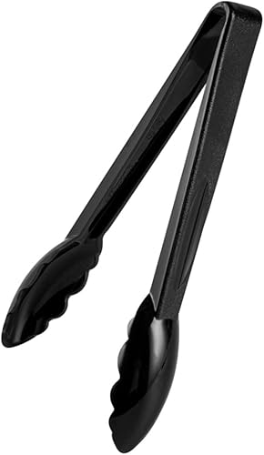 Miniatura 4 de Restaurantware Pinzas de cocina de 9 x 3 pulgadas, 1 pinza para servir con bordes festoneados, pinzas de plástico negro reutilizables aptas para