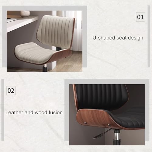 Chaise de bureau ergonomique bois clair fauteuil pivotant marron - 4