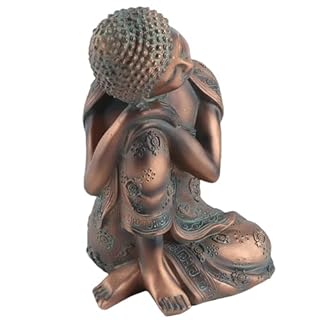 Garden Buddha Statue, Large Imitation Bronze Sleeping Buddha Head Statue for Outdoor Courtyard Garden Porch Balcony