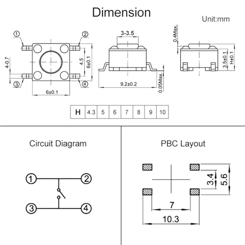 Micro interruptor táctil de 6mm para solucionar fallos de encendido en aparatos 6