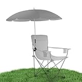 STYNGARD Stuhl Sonnenschirm für Liegestuhl mit UV Schutz 50+ / 120 cm Kuppelmaß mit Überhang - Klemm Sonnenschirm Campingstuhl - Schirm für Stuhl mit Universal-Klemme Modell SAN FRANCISCO (grau)