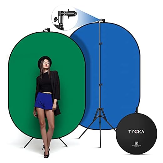 TYCKA 5 x 6.6ft Green Screen Photography Backdrop with Stand Kit, Portable Collapsible Chromakey Background 2-in-1 Blue Screen and Green Screen Kit for Video, Photography, Gaming and Live Streaming
