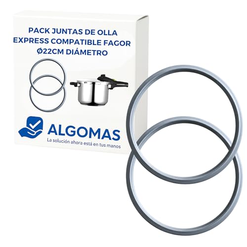 ALGOMAS® Pack 2 Goma Olla Express 22 cm | Compatible con Fagor | Silicona Resistente al Calor Libre BPA | Sellado Hermético y Ajuste Preciso | Repuesto FAG-009 para Olla a Presión