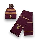 Colores y escudo de Gryffindor House tanto en el sombrero como en la bufanda