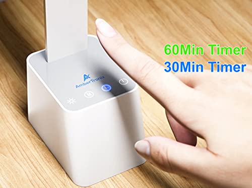 Ambertronix Rechargeable Cordless Led Desk Lamp, 5 Brightness & 5 Lighting Modes, Usb Charging Port, Portable, Dimmable, Touch Control, Auto Timer (White) #TOP4