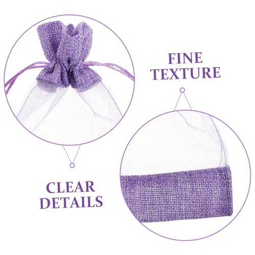Bolsas de Tela de Lino con Cordón 10 pcs Morado miniatura 3