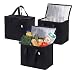3 Pack Insulated Reusable Grocery Bag by VENO, Durable, Heavy Duty, Extra Large Size, Stands Upright, Collapsible, Sturdy Zipper, Made by Recycled Material, Eco-Friendly (BLACK, 3)