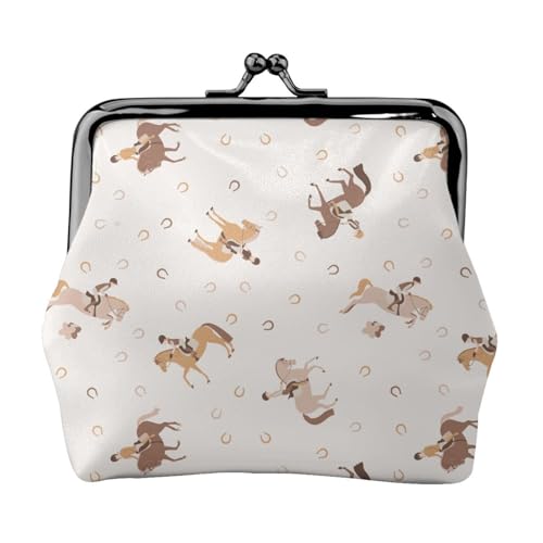 ポーチ 小銭入れ 馬柄 馬 馬術 ブラウン がま口財布 コインケース ミニウォレット 可愛い レディース 小物入れ/お札入れ/定期入れ カード収納 手持ち 誕生日 プレゼント 出張 旅行用