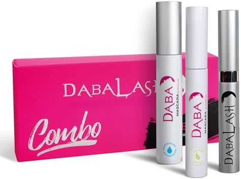 DABALASH Trio Combo – Professional Eyelash & Brow Growth Serum 0.18 oz, Waterproof Mascara, 0.45 oz & Vegan Mascara, 0.3oz – Promotes the Appearance of Naturally Longer, Fuller & Thicker Hair