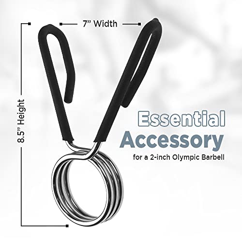 Spring Barbell Clips Collars - 2-Piece 1 Inch And 2 Inch Barbell Clamps - Heavy Duty Weight Clips Rubber Handles Fits Olympic Barbells Keep Weight Plates Secured Use At Home & Gyms Barbell Collar #TOP1