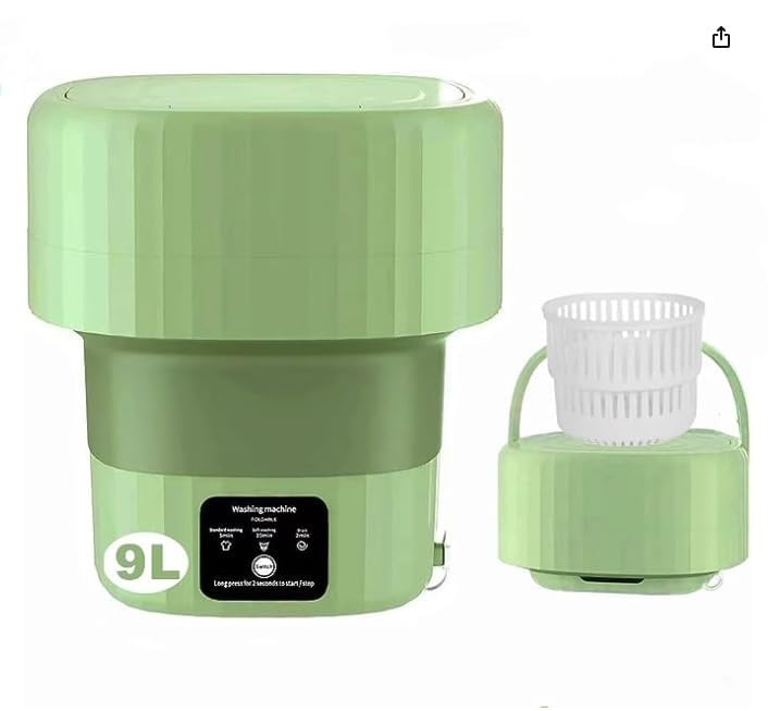 Portable Washing Machine, Upgraded 9L Large Capacity, Foldable Mini Washer and Spin Dryer for Baby Clothes, Underwear or Small Items (Style 1)
