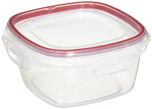 Rubbermaid Lock-Its Square Food Storage Container with Easy Find Lids, 5 Cup, Racer Red