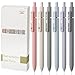 Mr. Pen- Retractable Gel Pens with Rose Gold Ring and Ball, 6 Pack, Morandi Barrels, Japanese Black Gel Pens, Fast Dry, Fine Point 0.5mm