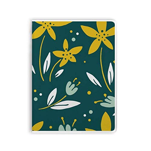 Carnet de notes souple jaune et vert cahier d'écriture à motif de fleurs blanches