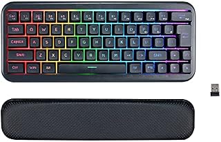 %60 Wireless Gaming Keyboard, Rechargeable 2000mAh 2.4G LED Backlit Wireless Keyboard, Ergonomic Keyboard with Mechanical Sensory Keys, for PC PS4 Xbox One Mac, Teclado Gamer
