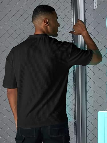 Image of Maniac || Mens || Solid || Round Neck || Half Sleeve || Seersucker || Cottonblend || Oversized || T-Shirt