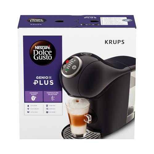 NESCAFÉ Dolce Gusto Genio S Plus von Krups, kompakte Kapselkaffeemaschine, 0,8 Liter Kapazitat, 1500 Watt, automatische Entkalkungswarnung , kosmisch-grau, ‎KP340B