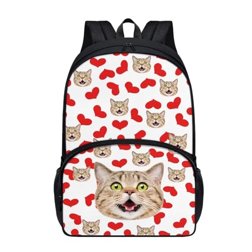 PinUp Angel Funny Cat Red Sweetheart Print Cute Cool Backpack School Bag Teenagers Casual Daypack 43 Inch Laptop Backpack For Man/Kid/Girl/Boy/Woman