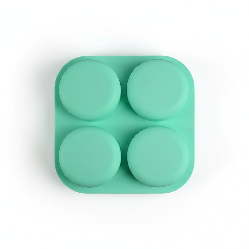 MoldBerry 4 Cavity Round Silicone Soap Molds Cylinder Handmade Soap Molds for Soap Making Supplies DIY Bath Bombs Shower Steamer Lotion Bars Cake Baking Candle Tray-image-10