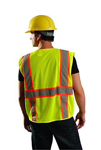 Image of OccuNomix LUX-ATRNSM-Y2X High Visibility Classic Mesh Two-Tone Zipper Surveyor Safety Vest, Class 2, 100% ANSI Polyester Tricot front and mesh back, 2X-Large, Yellow