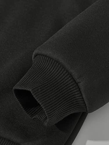 Shenhe Girl's Casual Letter Print Crew Neck Long Sleeve Pullover Sweatshirt Tops Black 10Y #TOP3