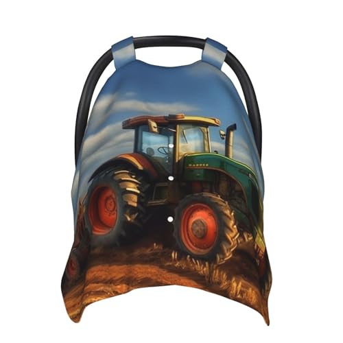 Cadeau de fête prénatale original, housse cosy bébé motif tracteur et allaitement
