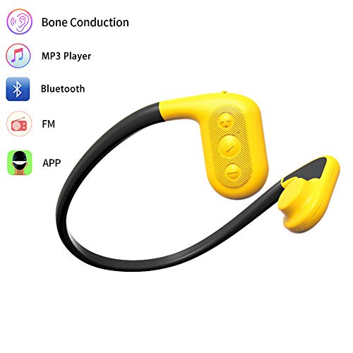 Tayogo - Auriculares Impermeables con Bluetooth para conducción ósea, IPX8, Resistente al Agua, Potente aplicación para teléfono móvil, Puede controlar, MP3, FM y podómetro