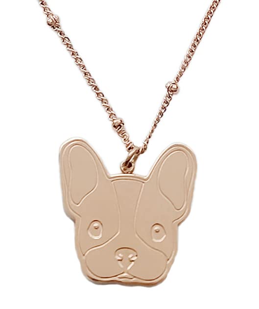 ZUKY Collana in acciao rosato Bulldog francese Barboncino Chihuahua Idea regalo Donna Ragazza (Bulldog Francese)