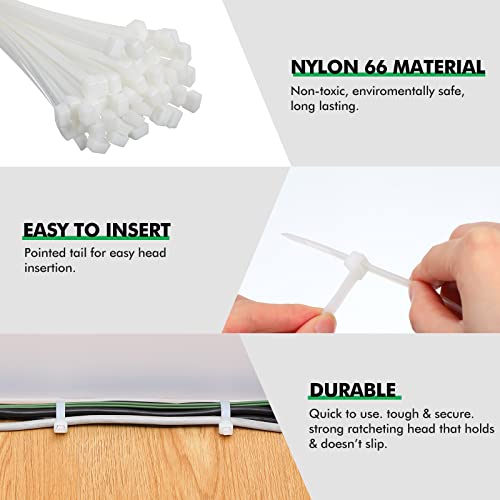 100 Pcs Zip Ties Cable Ties Heavy Duty Wire Ties Zip Ties For Indoor And Outdoor Binding Fences, Awnings Tying, Branches Bundling Of Crops (White, 36 Inch) #TOP2