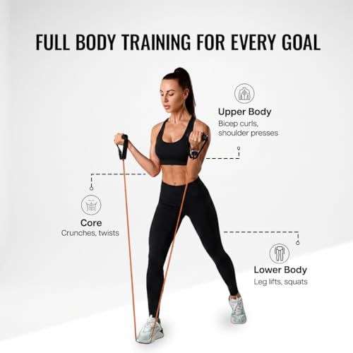 Image of Wiselife Adjustable Resistance Bands with Handles for Exercise | Heavy Duty Workout Bands with Door Anchor for Strength Training, Physical Therapy & Full Body Home Workouts 25 kg(Orange)